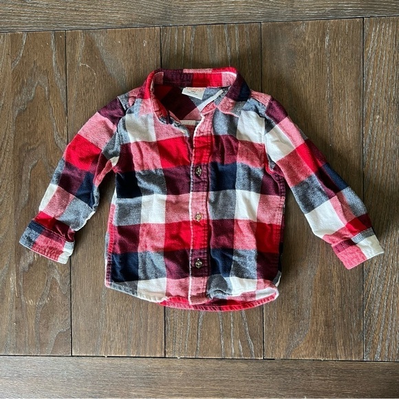 jumping beans Other - Jumping Beans red/white/navy plaid flannel 18M